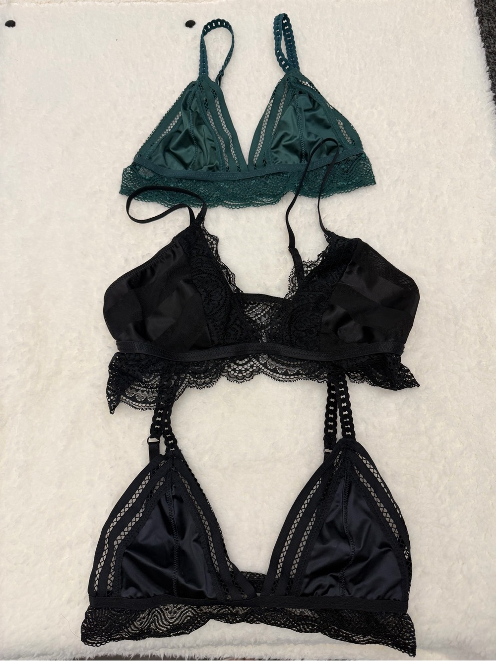Dynamite Lace-Trim Bralettes Set of 3 - M - Like New